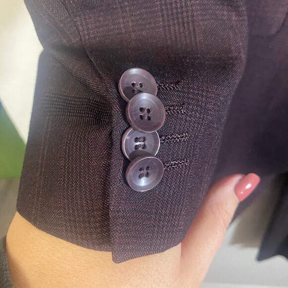 Mazari NWOT Mens Burgundy Plaid Suit Set of Jacket & Trousers Sz 42 Regular - Picture 4 of 15